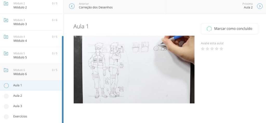 Imagem com o módulo 6 do curso, mostrando o painel do curso.