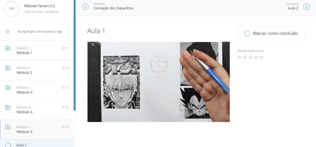 Imagem com o módulo 5 do curso, mostrando o painel do curso.