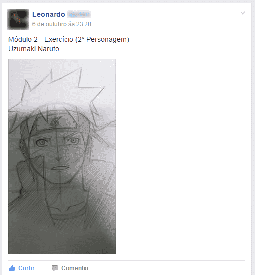 Depoimento dos alunos sobre o curso com desenho do naruto